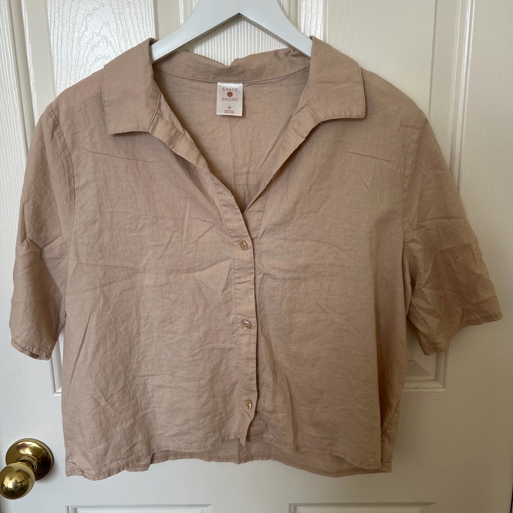 Shade & Shore Light Brown Button-Down Shirt